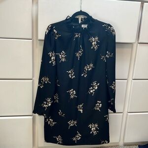 J.Crew ruffle neck and sleeve detailed shift dress size 6 black and tan